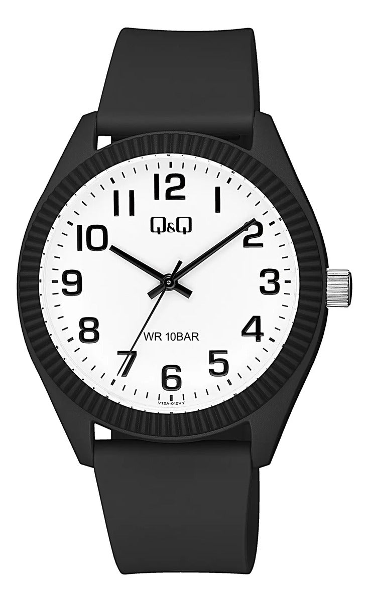 Reloj Q&q Silicona Unisex 41mm V12a-010vy - Negro Blanco