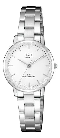 Reloj Q&q Metal Dama 30mm Qz01j201y - Plateado Blanco
