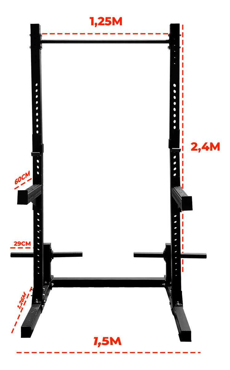 Rack Jaula Soporte Sentadillas Ajustable Rhino - Negro