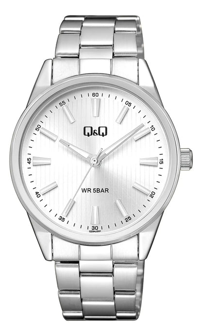 Reloj Q&q Metal Hombre 40mm Qz94j201y - Plateado