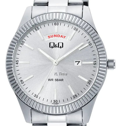 Reloj Q&q Metal Hombre 40mm A14a-003py - Plateado
