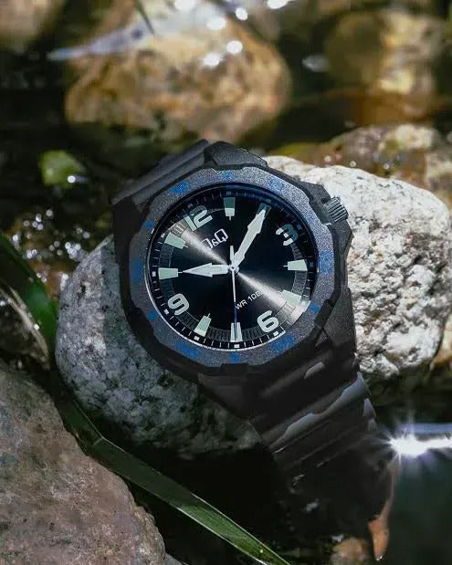 Reloj Q&q Silicona Hombre 43mm Vs44j008y - Negro