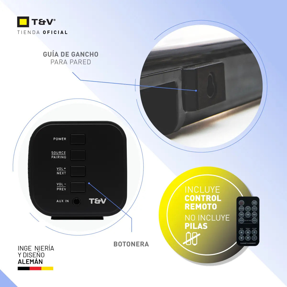 Barra De Sonido Thonet & Vander Home Theater Gut - Negro