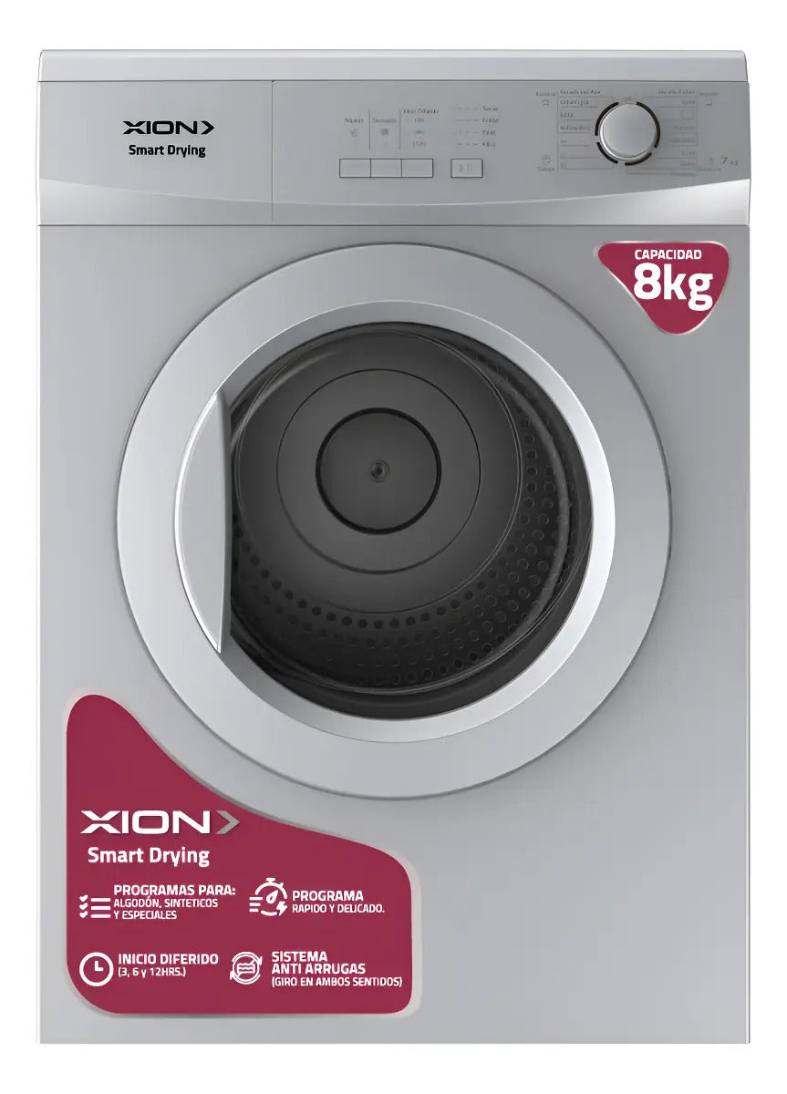 Secarropa Xion 8 Kg Xi-sec80x - Plateado
