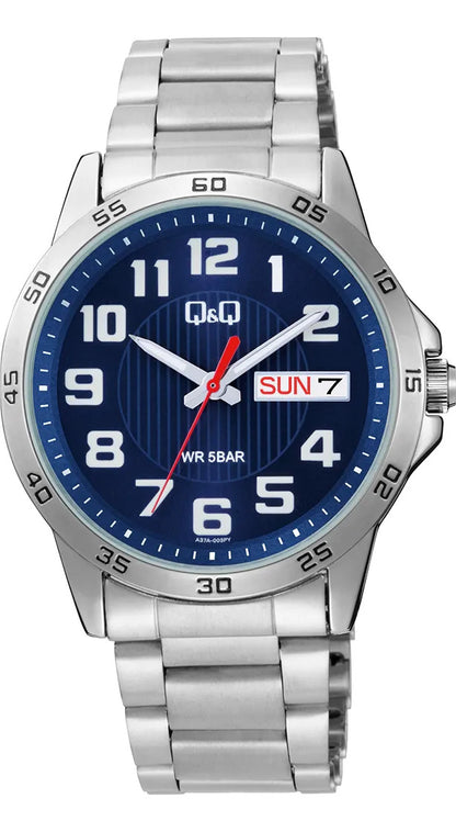 Reloj Q&q Metal Hombre 42mm A37a-003py - Plateado