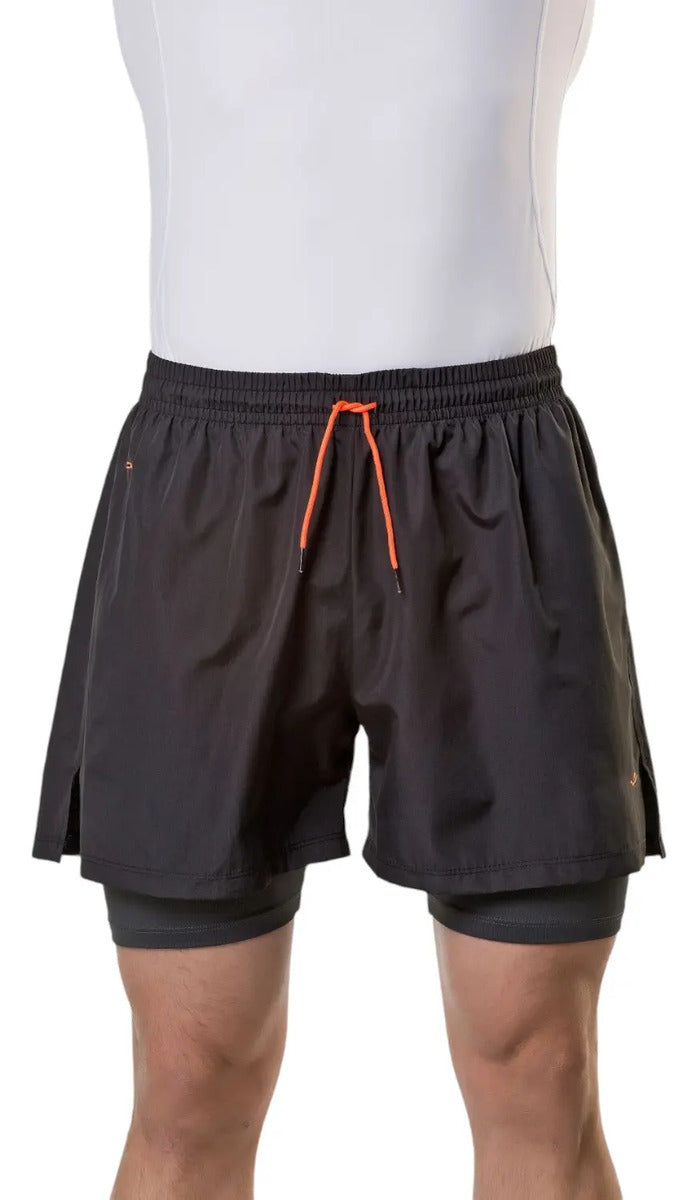 Short Con Calza Running Deporte Con Bolsillo Elite Negro S