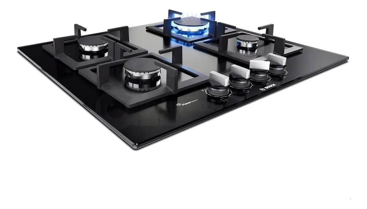 Anafe De Vidrio Super Gas Bosch 4 Hornallas - Negro