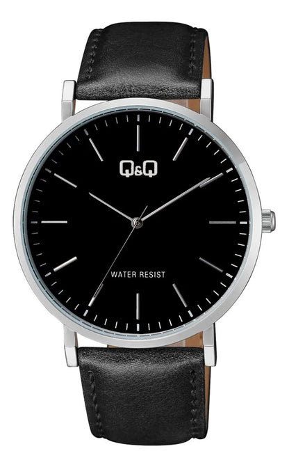 Reloj Q&q Cuero Unisex 44mm C43a-002py - Negro