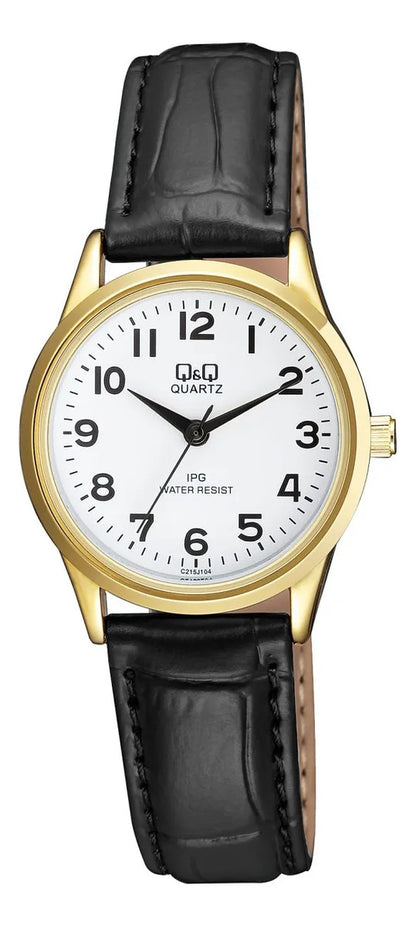 Reloj Q&q Cuero Dama 30mm C215j104y - Negro