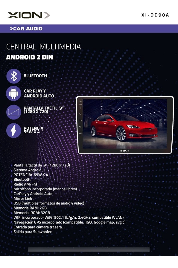 Auto Radio Multimedia Android Táctil 9'' Xion Xi-dd90a Unico