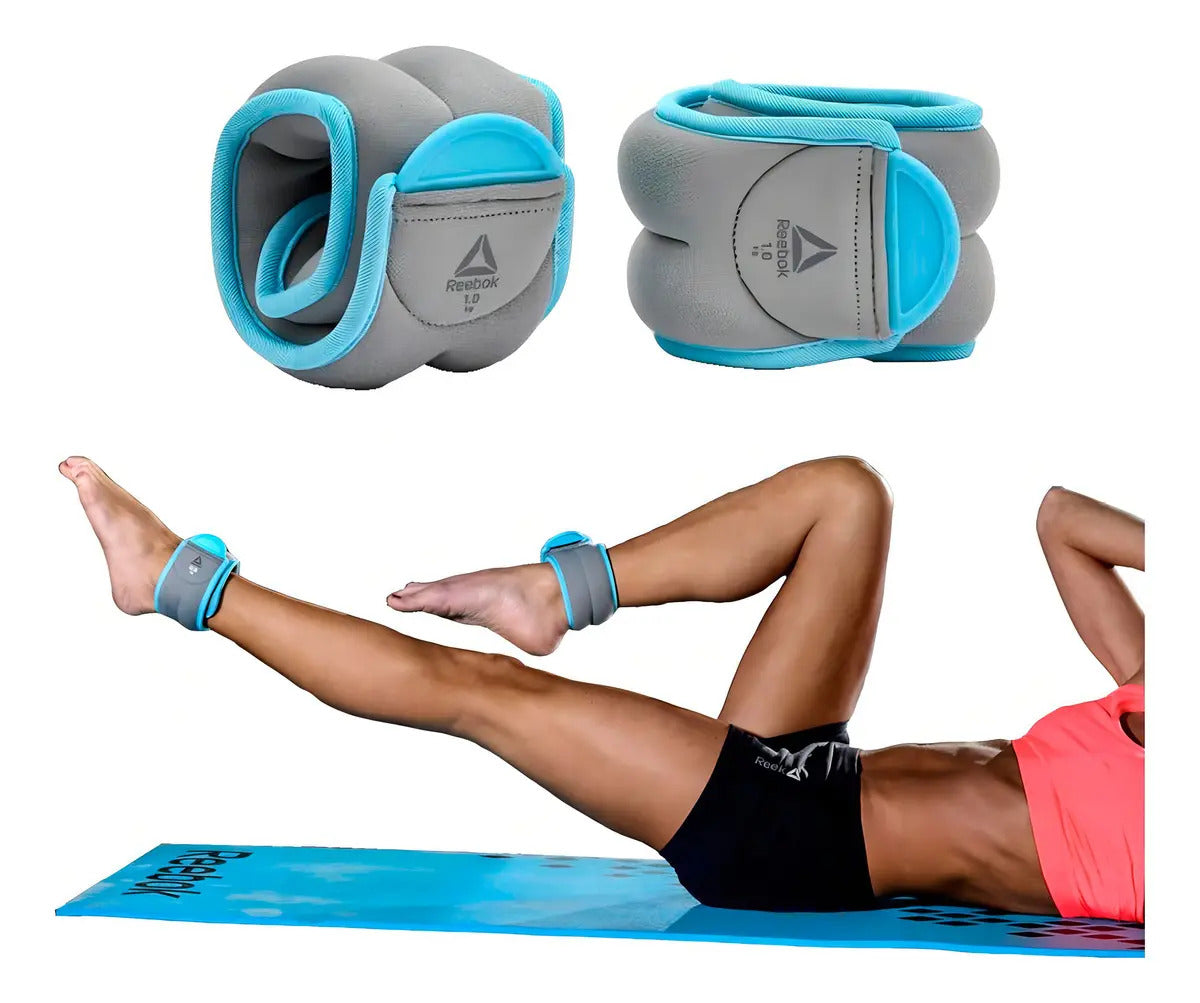 Muñequeras Con Agarre Dedo Libre 1kg C/u Reebok - Gris