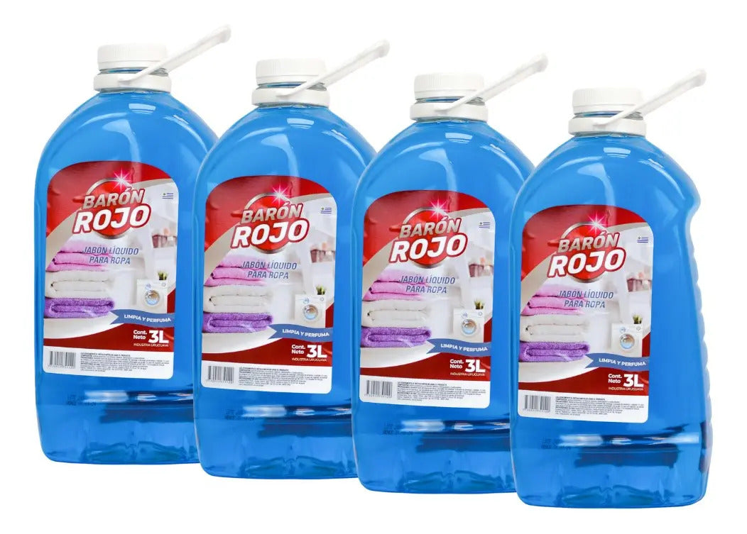 Jabón Líquido Barón Rojo 3lts Para Ropa X 4uds
