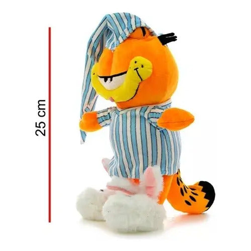 Peluche Garfield En Pijama 25cm Phi Phi Toys - Naranja Y Celeste