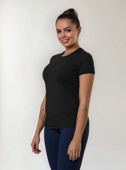 Remera Manga Corta Dama Entrenamiento Fitness Elite Negro L