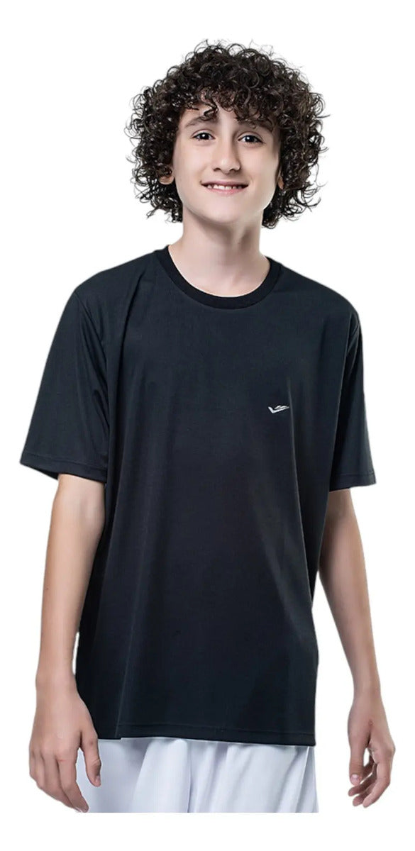 Remera Camiseta Niño Secado Rápido Poliéster Elite Negro 10