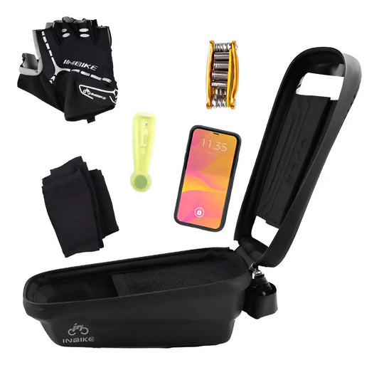 Bolso Estuche Celular Para Cuadro Bici Impermeable Inbike Qo Negro