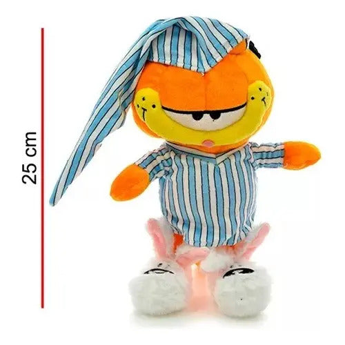 Peluche Garfield En Pijama 25cm Phi Phi Toys - Naranja Y Celeste