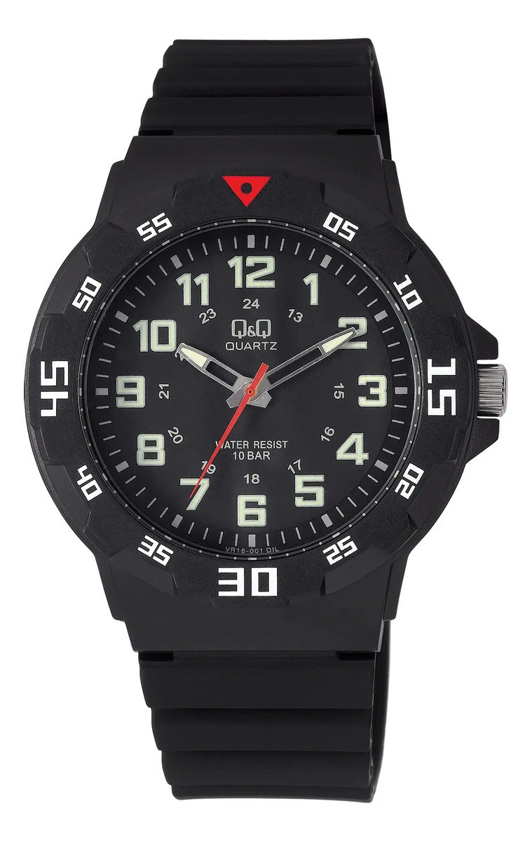 Reloj Q&q Silicona Hombre 43mm Vr18j001y - Negro