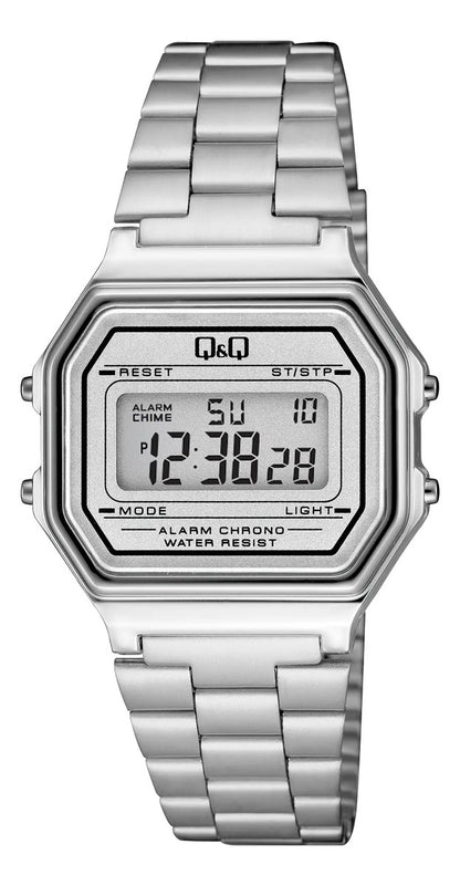 Reloj Digital Q&q Metal Hombre 34mm G17a-002jy - Plateado
