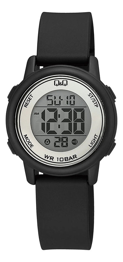Reloj Digital Q&q Silicona Dama 34mm G05a-002vy - Negro Blanco