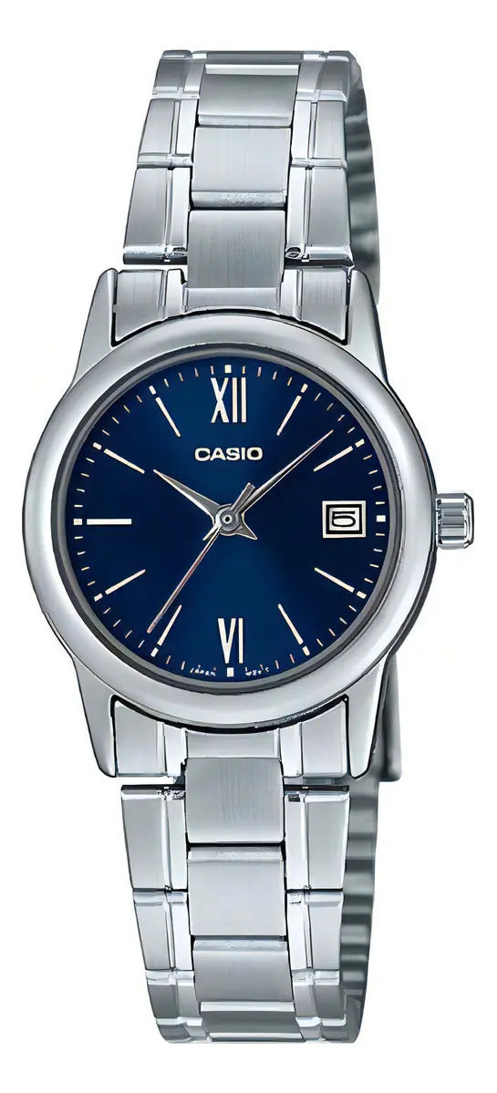 Reloj Casio Metal Dama 31mm Ltp-v002d-2b3udf - Plateado Azul