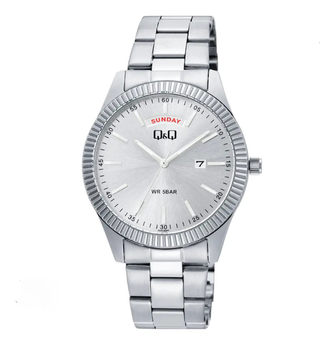 Reloj Q&q Metal Hombre 40mm A14a-003py - Plateado