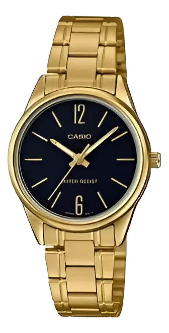 Reloj Casio Metal Dama 34mm Ltp-v005g-1b - Dorado