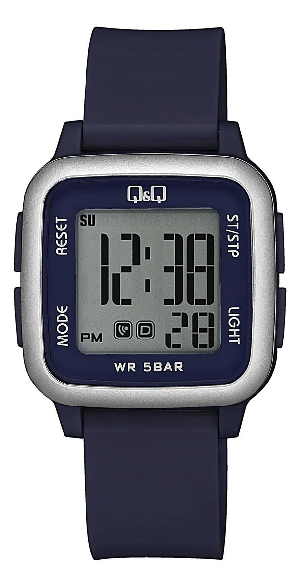 Reloj Digital Q&q Silicona Unisex 34mm G02a-010vy Azul