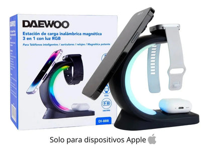 Cargador 3 En 1 Daewoo Compatible Con Apple Negro