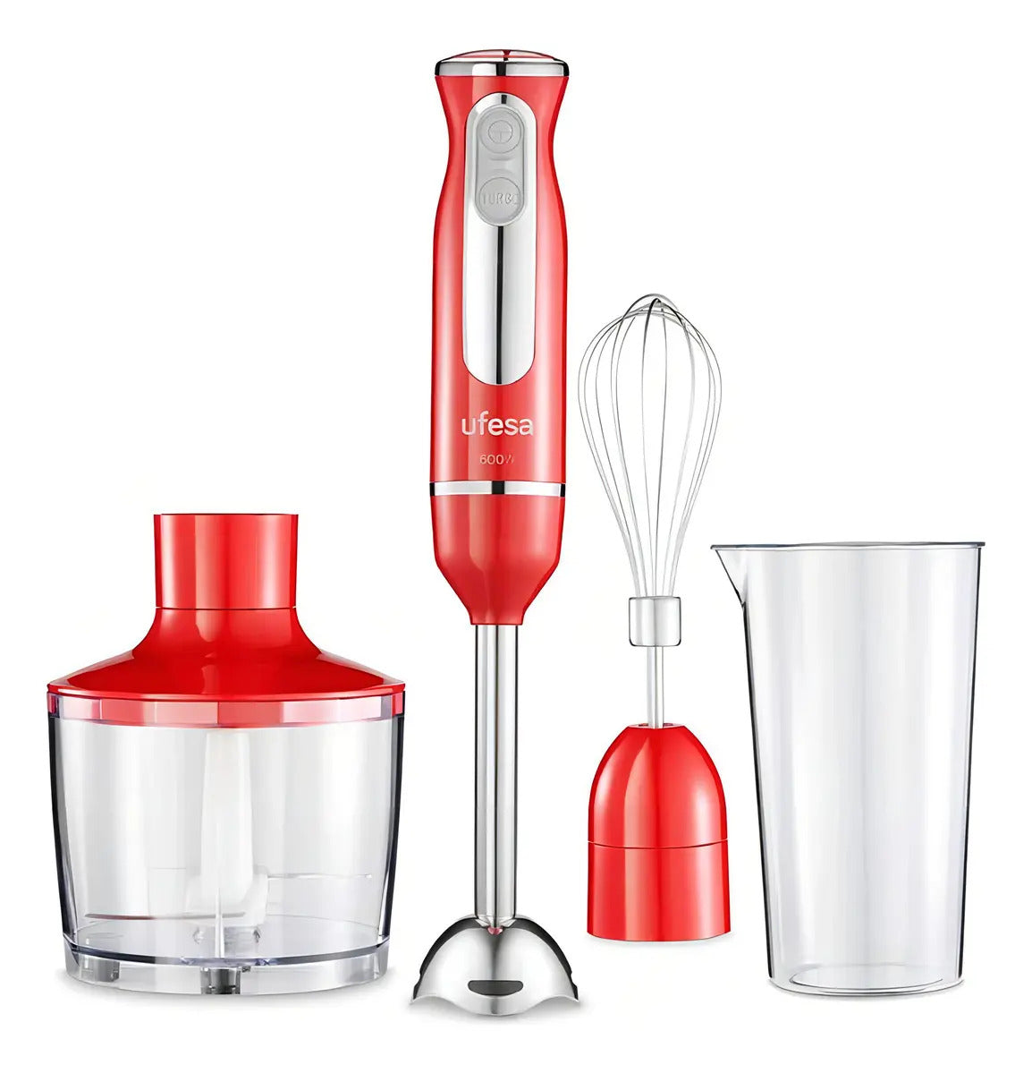 Mixer Ufesa Con Batidor Y Picador 600w Bp3443 - Rojo/acero Inoxidable