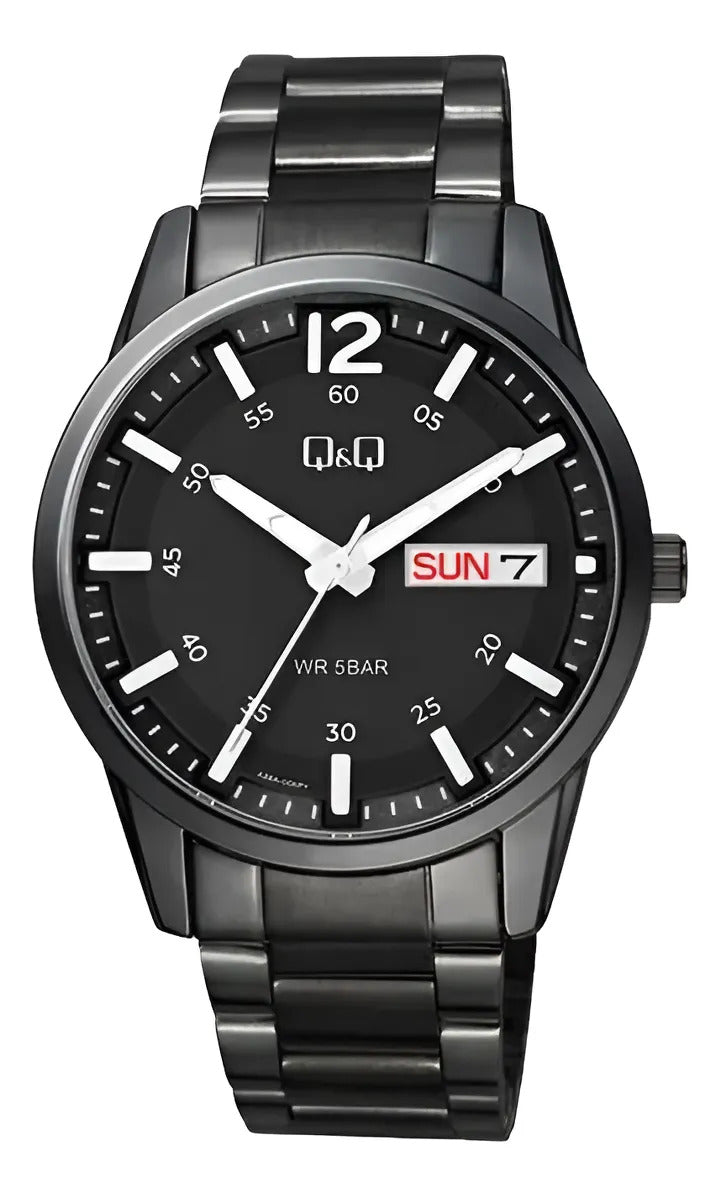 Reloj Q&q Metal Hombre 42mm A36a-006py - Negro