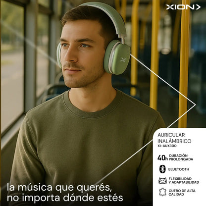 Auriculares Inalámbricos Xion 40hs Duración Xi-aux300 Verde Claro
