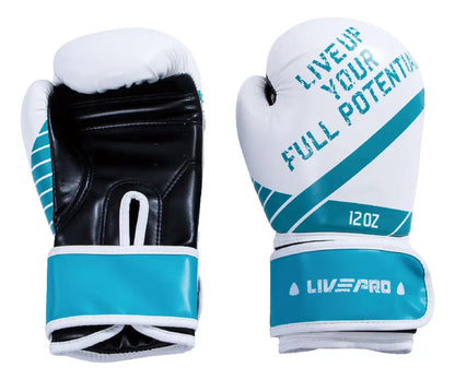 Guante De Boxeo 12oz Entrenamiento Combate Livepro 12oz Blanco