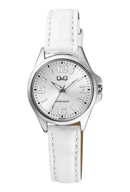 Reloj Q&q Cuero 30mm Qa07j314 - Blanco