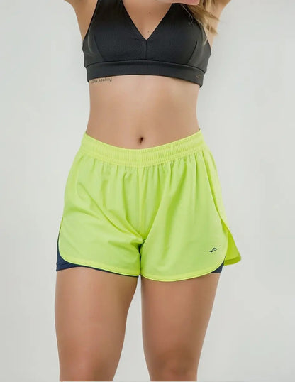 Short Corto Fitness Dama Con Calza Interna Elite - Amarillo S
