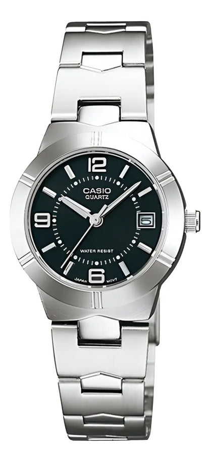 Reloj Casio Metal 25mm - Ltp-1241d-1adf - Plateado Negro