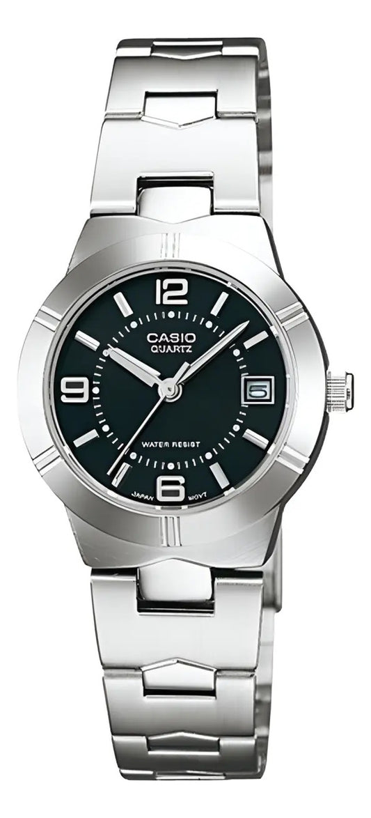 Reloj Casio Metal 25mm - Ltp-1241d-1adf - Plateado Negro