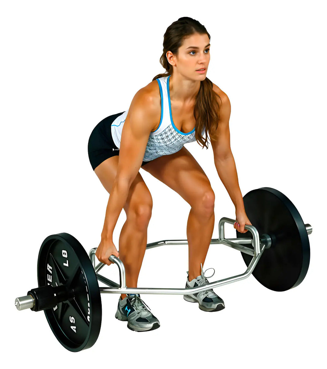Barra Hexagonal Trap Bar Profesional 143cm Rhino - Plateado