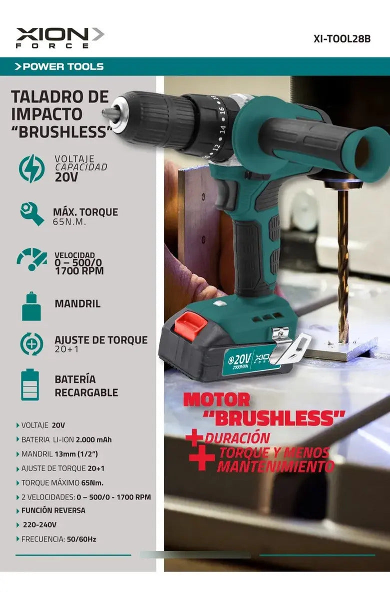 Taladro De Impacto Xion Inalámbrico 20v Xi-tool28b Verde Oscuro 50/60hz