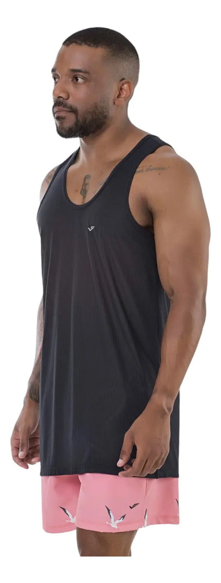 Musculosa Deportiva Hombre Fitness Gym Running Elite Negro M