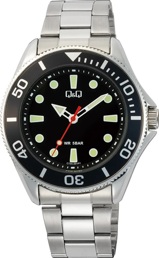 Reloj Q&q Metal Hombre 41mm C72a-001py - Plateado
