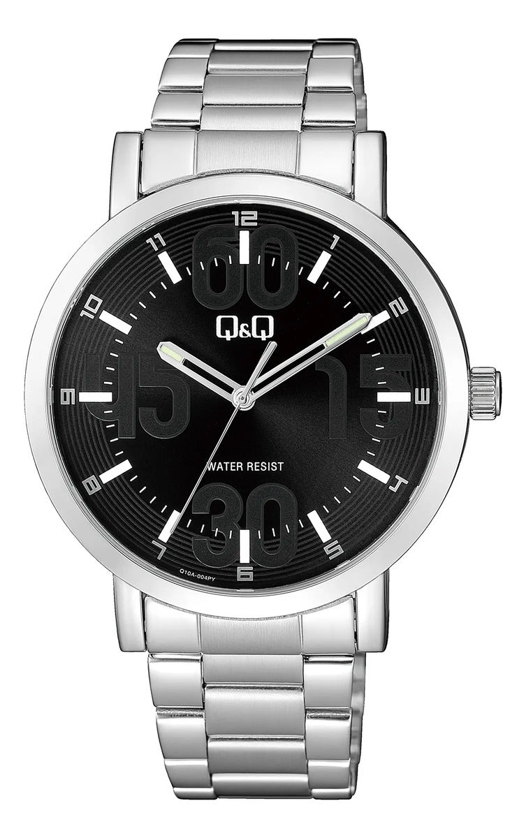 Reloj Q&q Metal Hombre 42mm Q10a-004py - Plateado