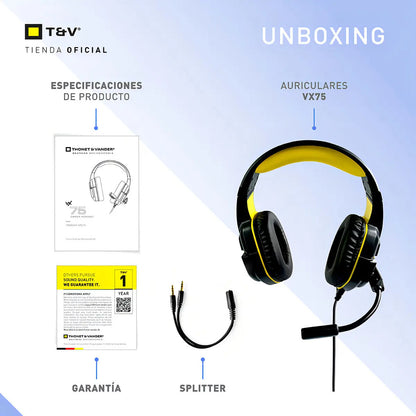 Auriculares Gamer Vx75 Thonet & Vander Mic Flexible Negro