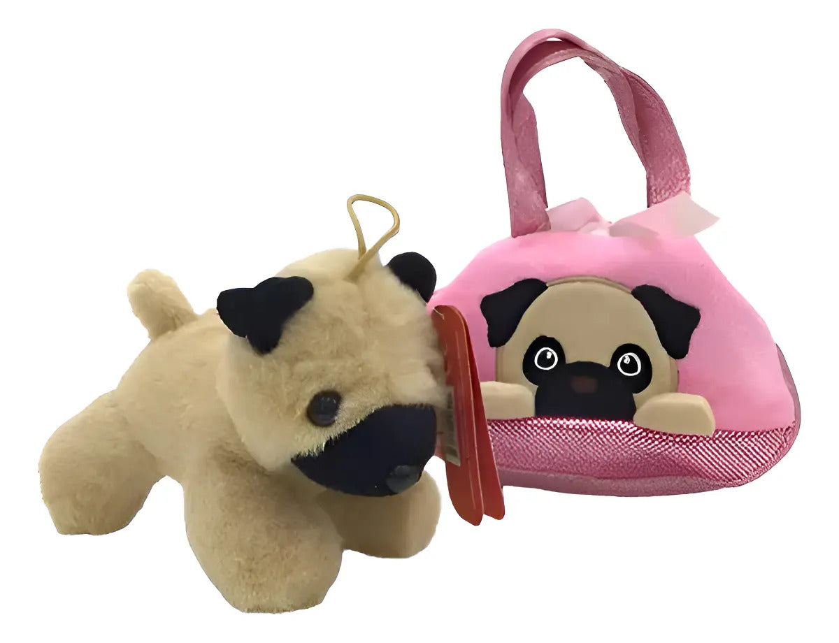 Peluche Cartera Con Perro Mascota - Beige