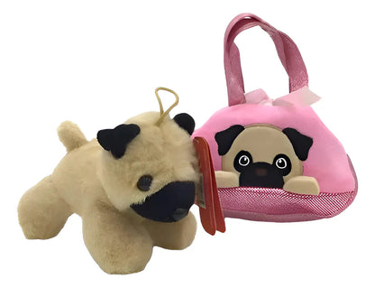 Peluche Cartera Con Perro Mascota - Beige