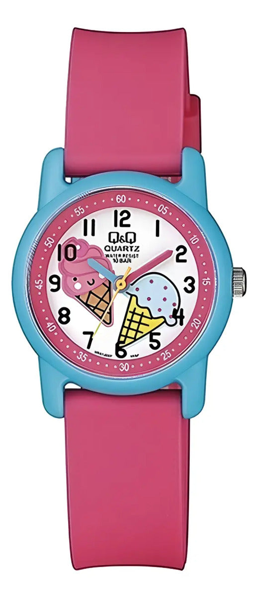 Reloj Q&q Silicona Infantil 39mm Vr41j007y - Rosa Blanco