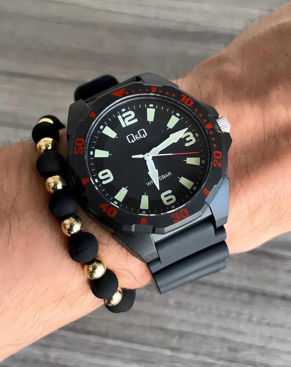 Reloj Q&q Silicona Hombre 43mm Vs44j006y - Negro