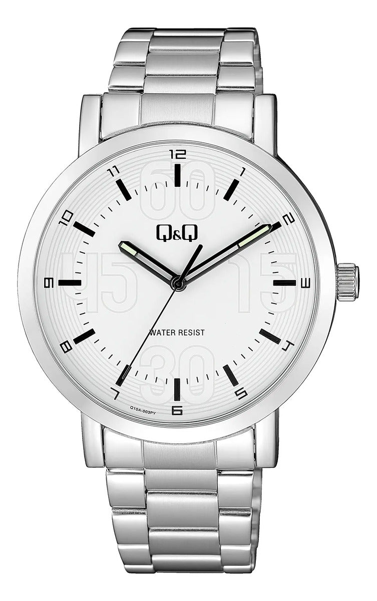 Reloj Q&q Metal Hombre 42mm Q10a-003py - Plateado