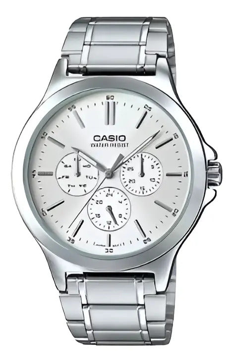 Reloj Casio Metal Hombre 41mm Mtp-v300d-7a - Plateado Blanco