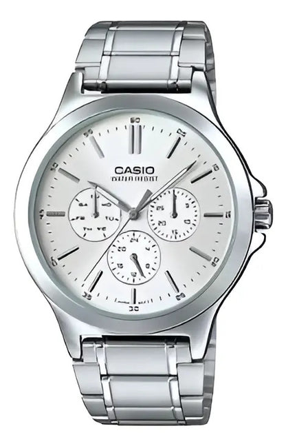 Reloj Casio Metal Hombre 41mm Mtp-v300d-7a - Plateado Blanco
